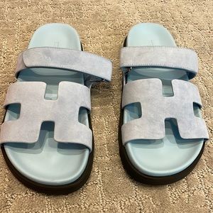 Light blue “H” Suede Sandals